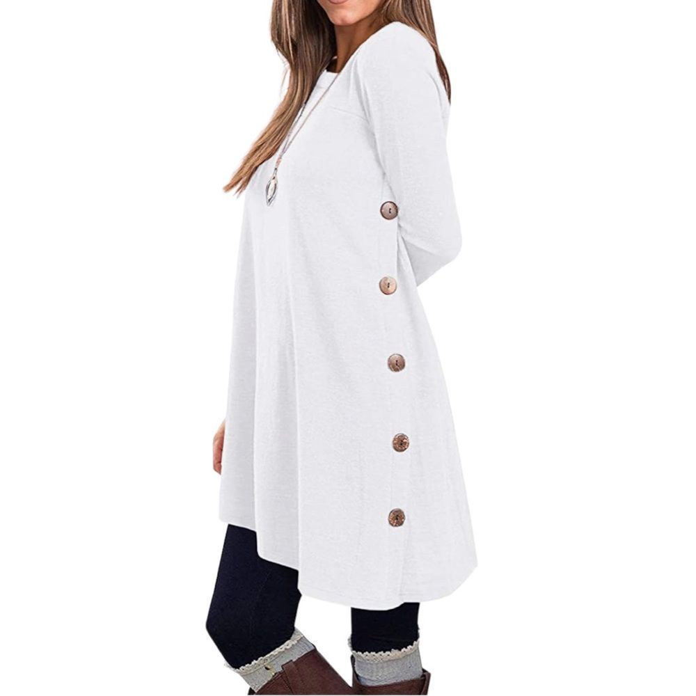 NWT Korsis White Long Sleeve Tunic Dress Women’s Size Small With Buttoned Side